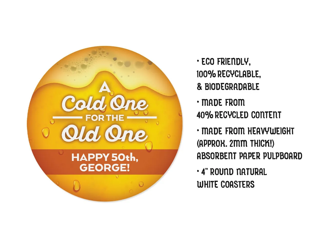 A Cold One For The Old One Birthday Coasters
