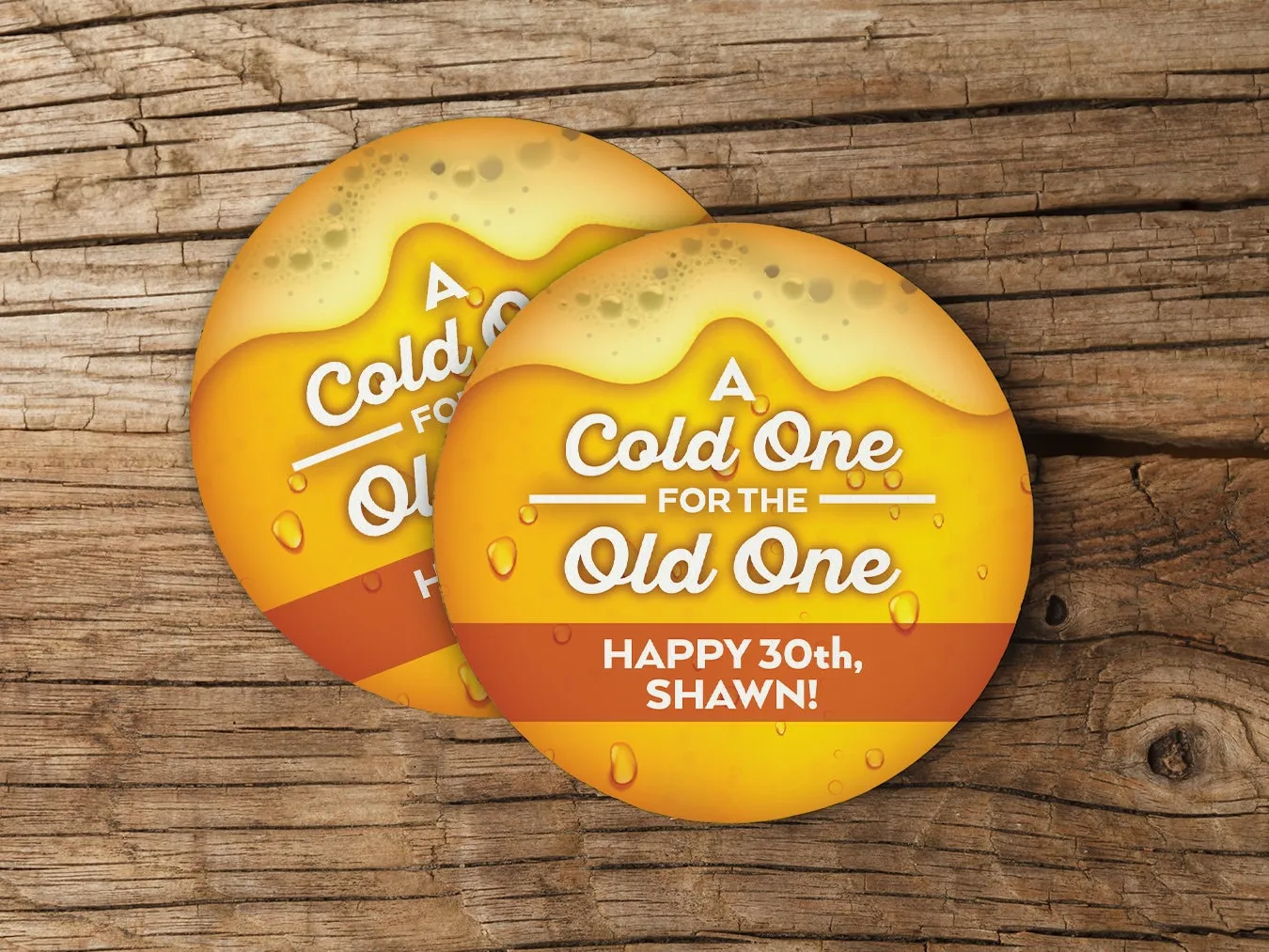A Cold One For The Old One Birthday Coasters