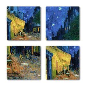 Accent By RainCaper Van Gogh Cafe Terrace at Night Ceramic Coasters Set of 4