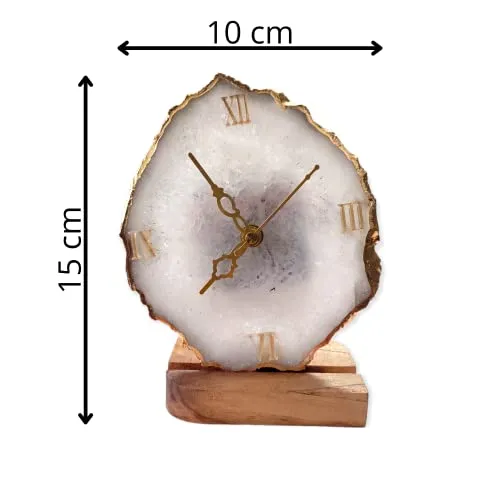 Agate Table Clock with Wooden Stand #09