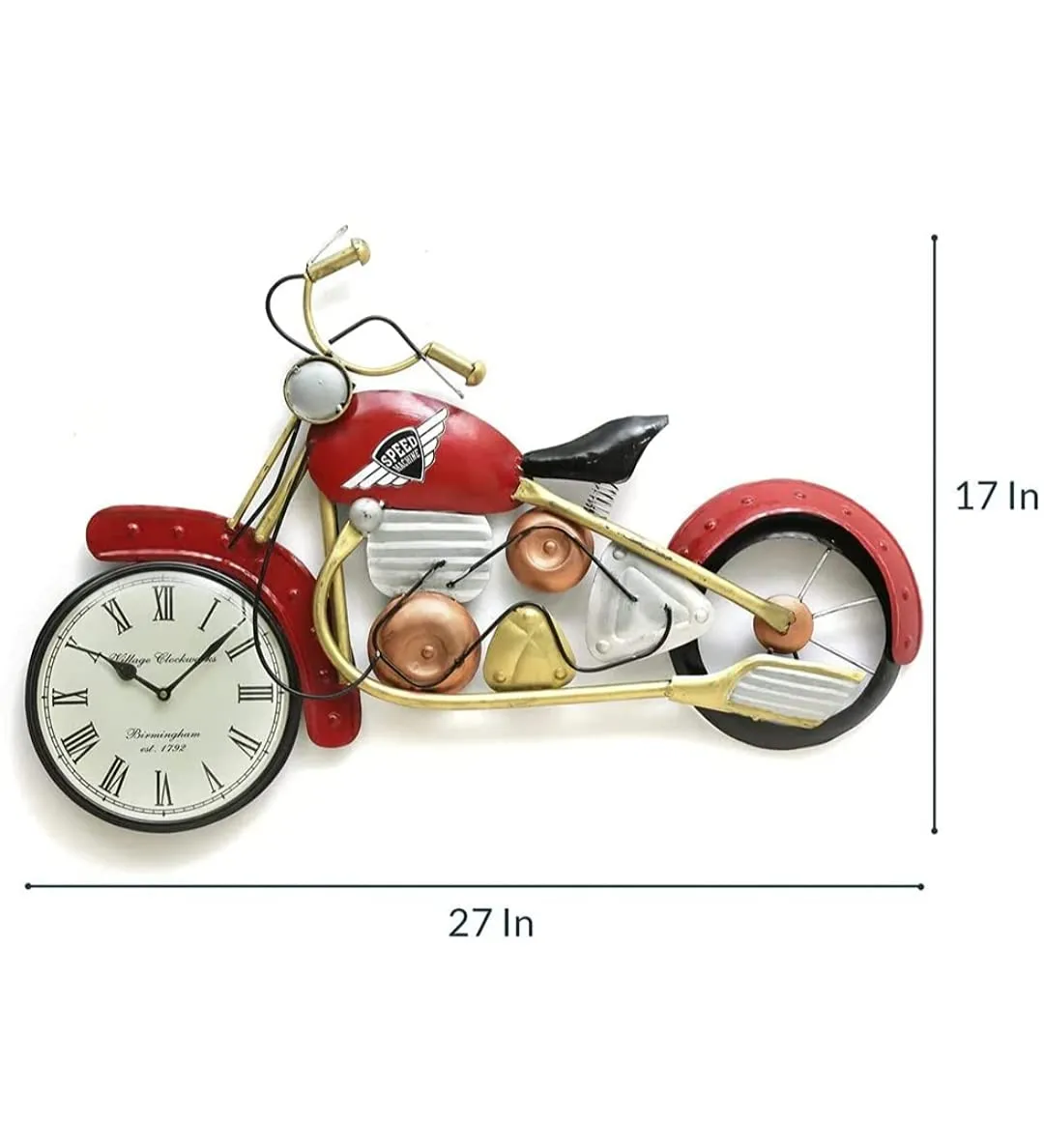ART HOUSE Handicraft Iron Bike Wall Clock , Speed Bike Wall Clock , Wall Decor Clock , Wall Hanging Clock