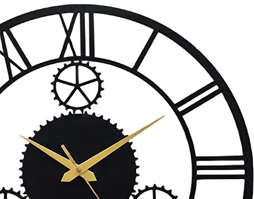 AUROMIN ; THE ART OF INGENUITY - Metal Analog Wall Clock For Living Room, Bedroom, Office, Kitchen, Home And Hall, Stylish Unique Big Size Modern Wall Watch For Home Decor(40 Cm, Matte Black)