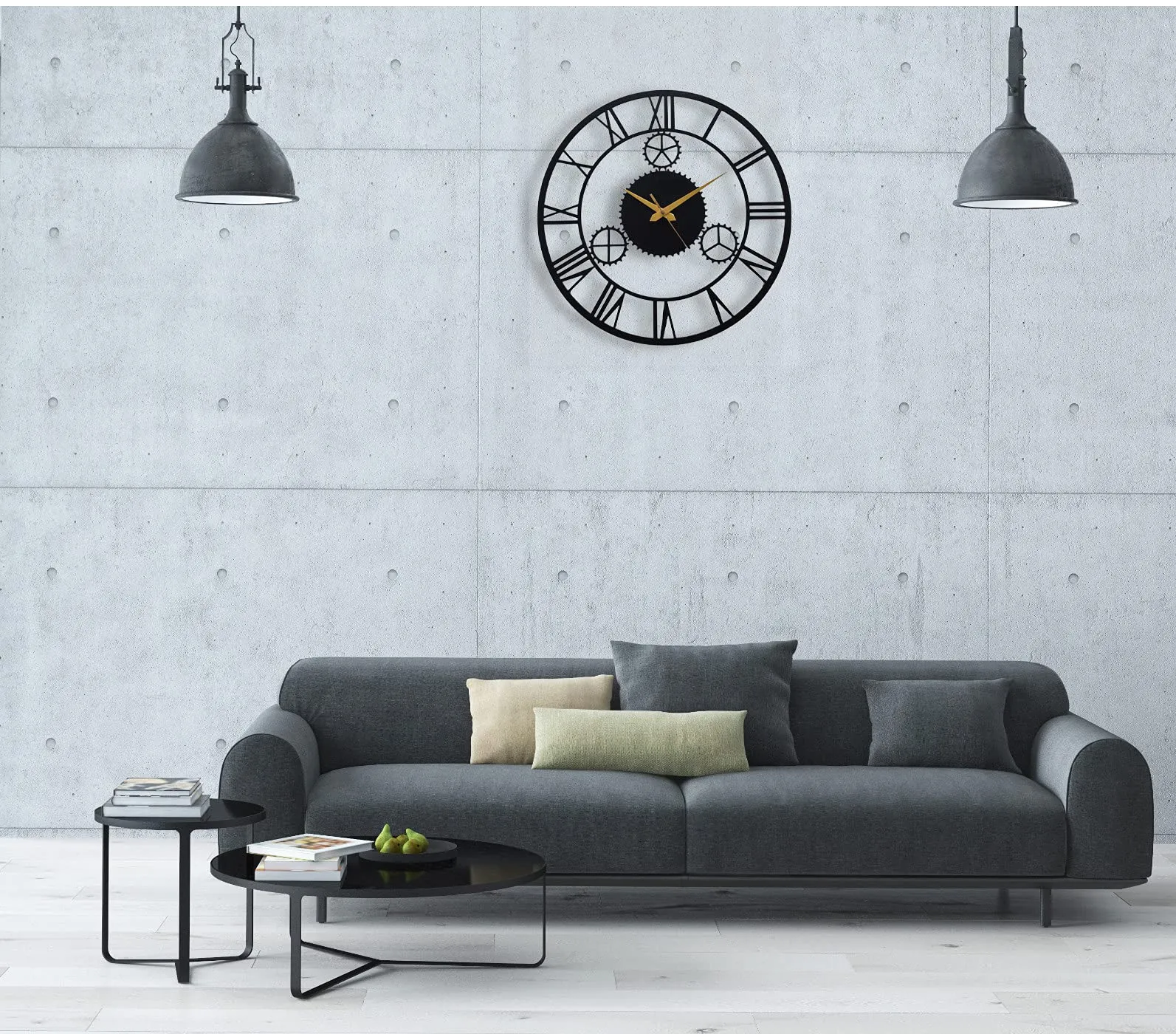AUROMIN ; THE ART OF INGENUITY - Metal Analog Wall Clock For Living Room, Bedroom, Office, Kitchen, Home And Hall, Stylish Unique Big Size Modern Wall Watch For Home Decor(40 Cm, Matte Black)