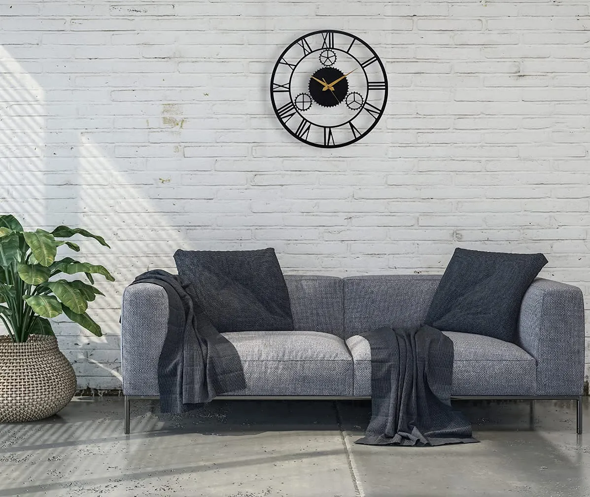 AUROMIN ; THE ART OF INGENUITY - Metal Analog Wall Clock For Living Room, Bedroom, Office, Kitchen, Home And Hall, Stylish Unique Big Size Modern Wall Watch For Home Decor(40 Cm, Matte Black)