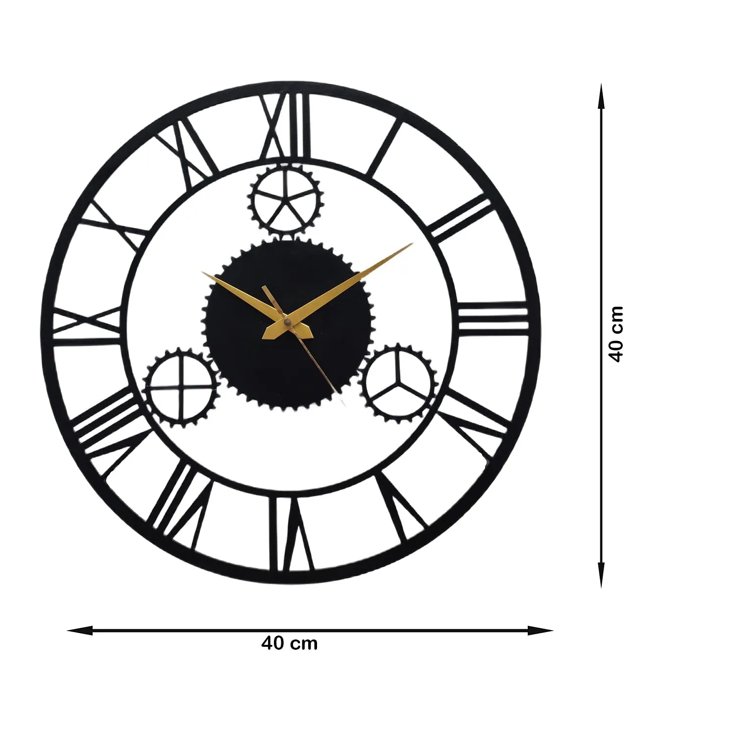 AUROMIN ; THE ART OF INGENUITY - Metal Analog Wall Clock For Living Room, Bedroom, Office, Kitchen, Home And Hall, Stylish Unique Big Size Modern Wall Watch For Home Decor(40 Cm, Matte Black)