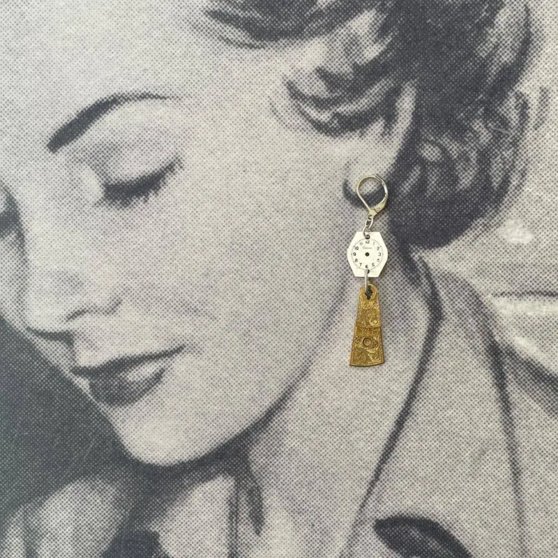 Balancing Time Vintage Watch Dial Earrings