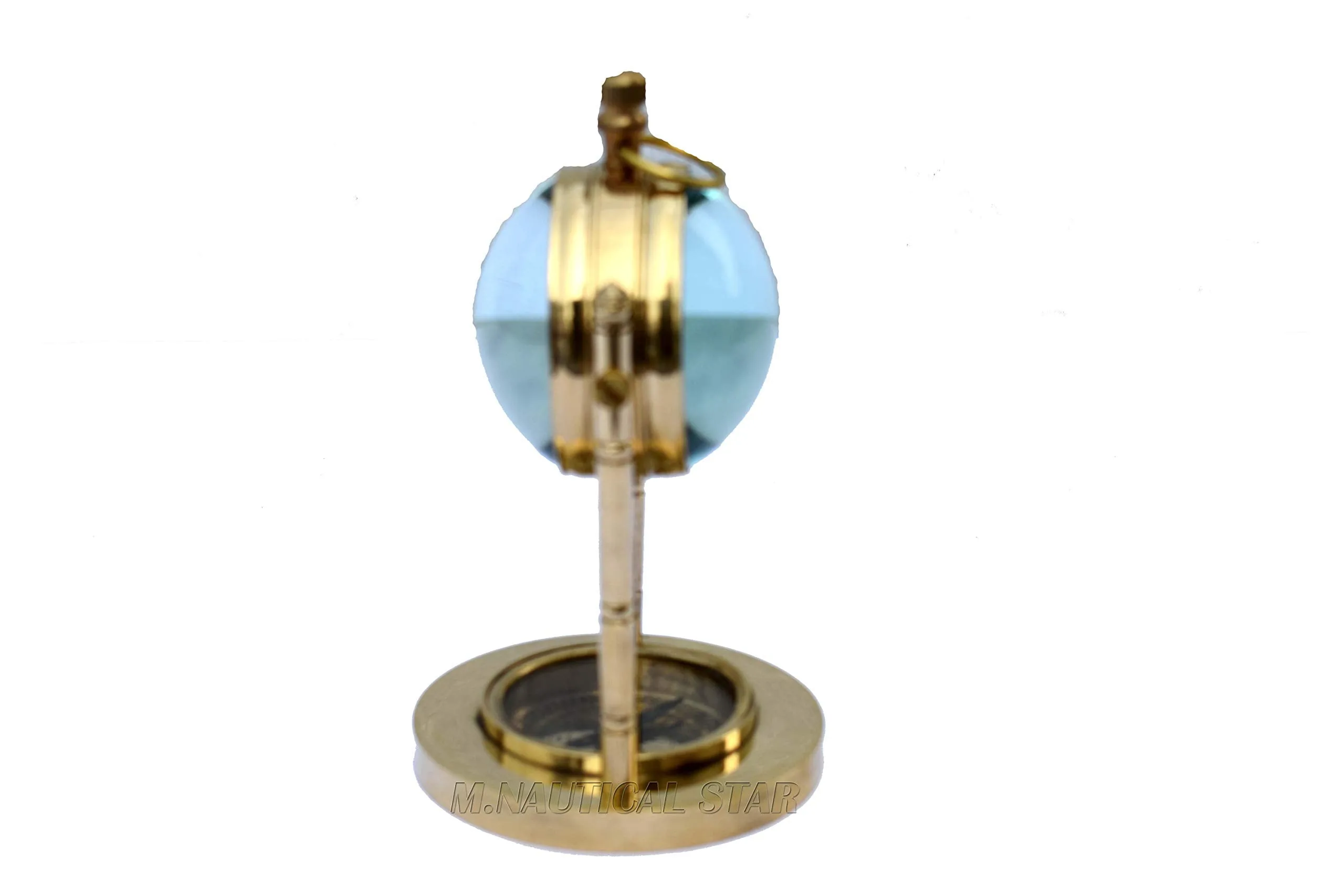 Desk Clock Shiny Brass with Compass Maritime Working Antique Look Upgraded Desk Clock