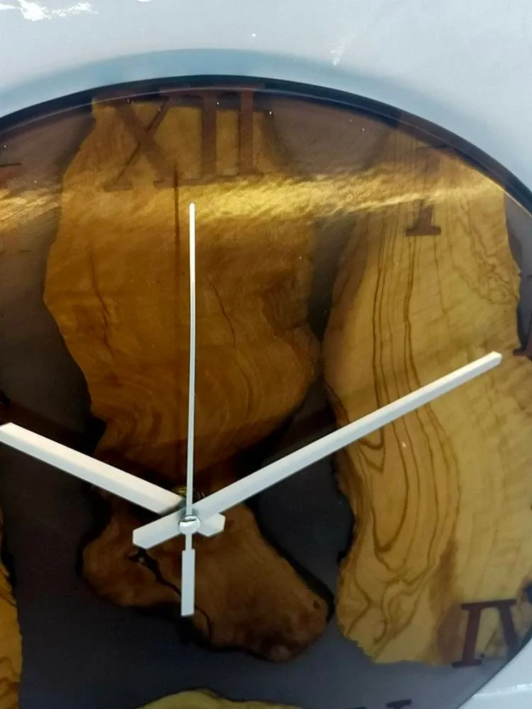 Epoxy clock, Resin clock, Clock for wall, Wood & transparent epoxy wallclock, Large wall clock