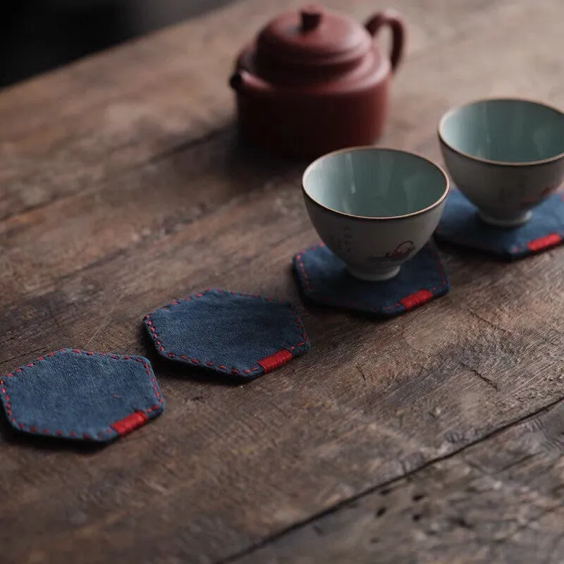 Gohobi A Set of 2 Hexagon Cotton Coasters