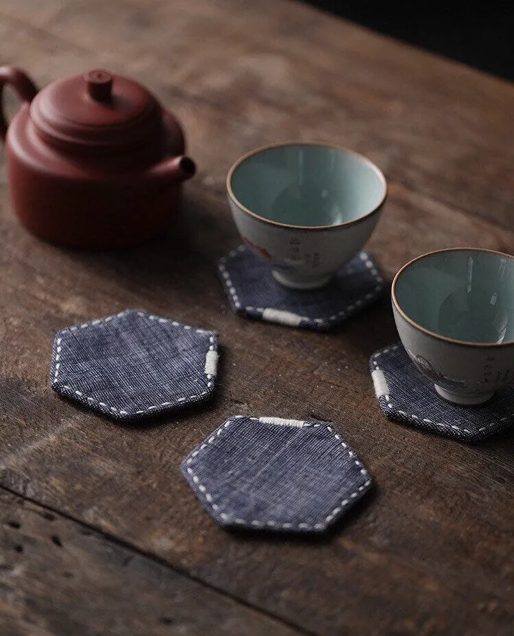 Gohobi A Set of 2 Hexagon Cotton Coasters