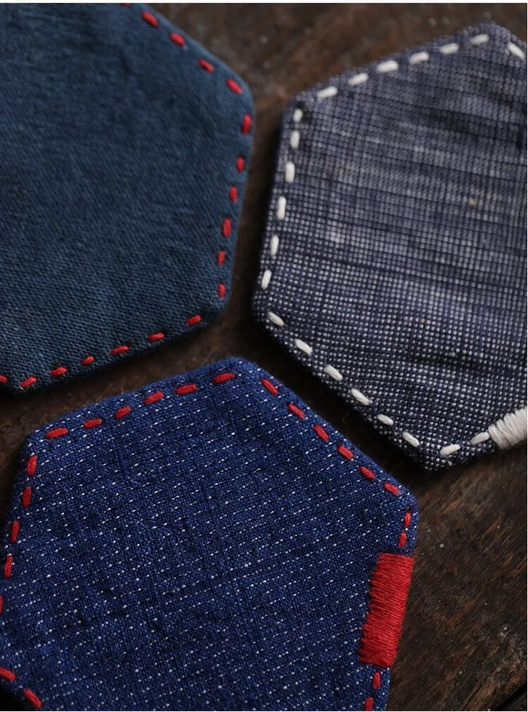 Gohobi A Set of 2 Hexagon Cotton Coasters