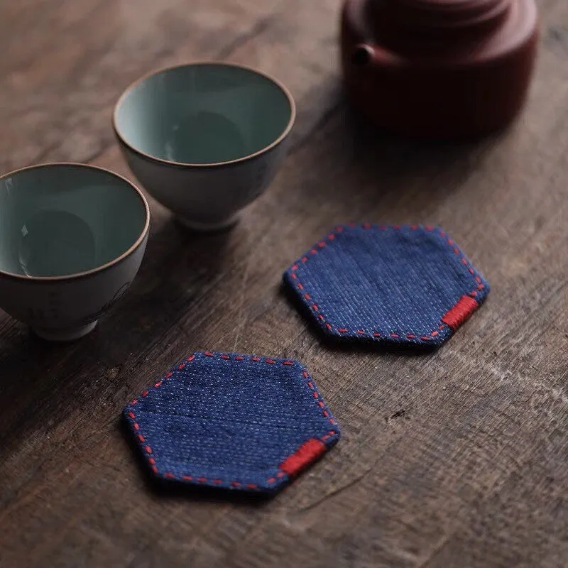 Gohobi A Set of 2 Hexagon Cotton Coasters