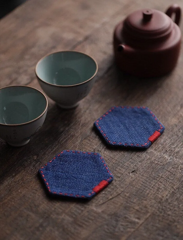 Gohobi A Set of 2 Hexagon Cotton Coasters