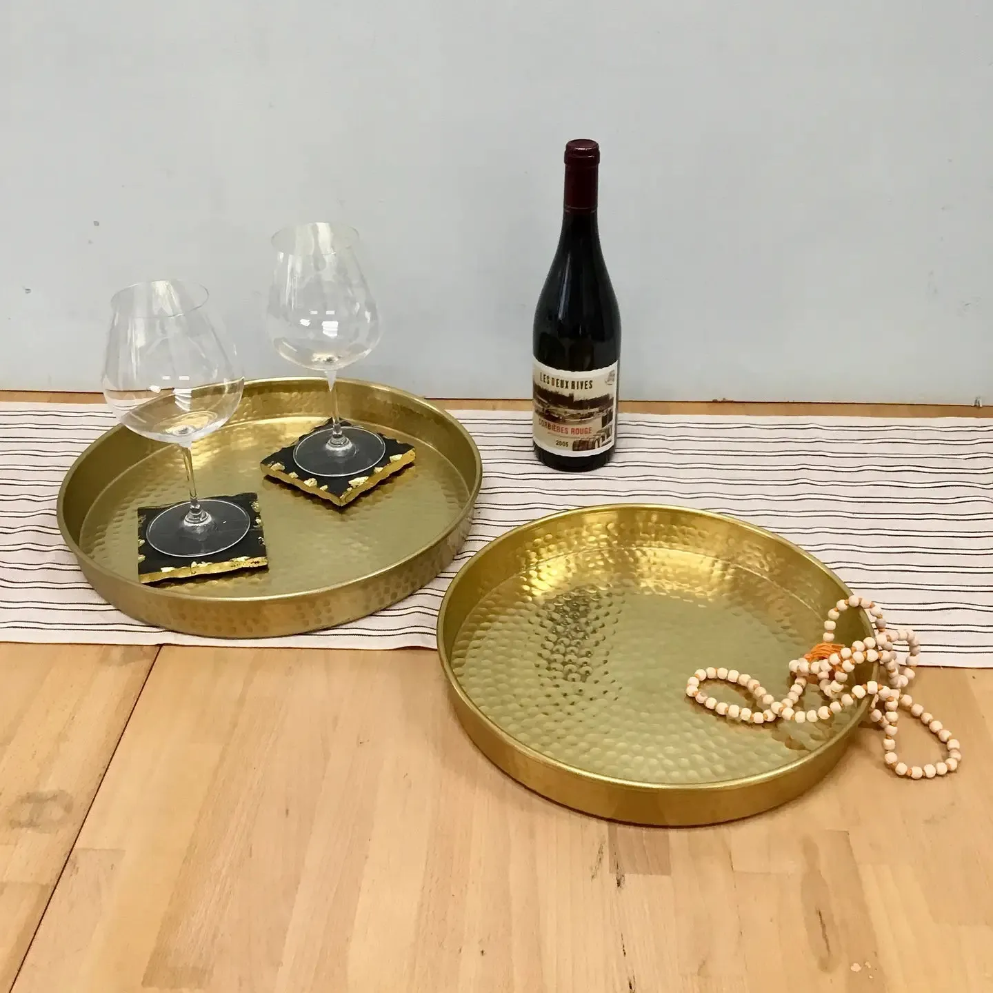Gold Hammered Tray, Set of Two
