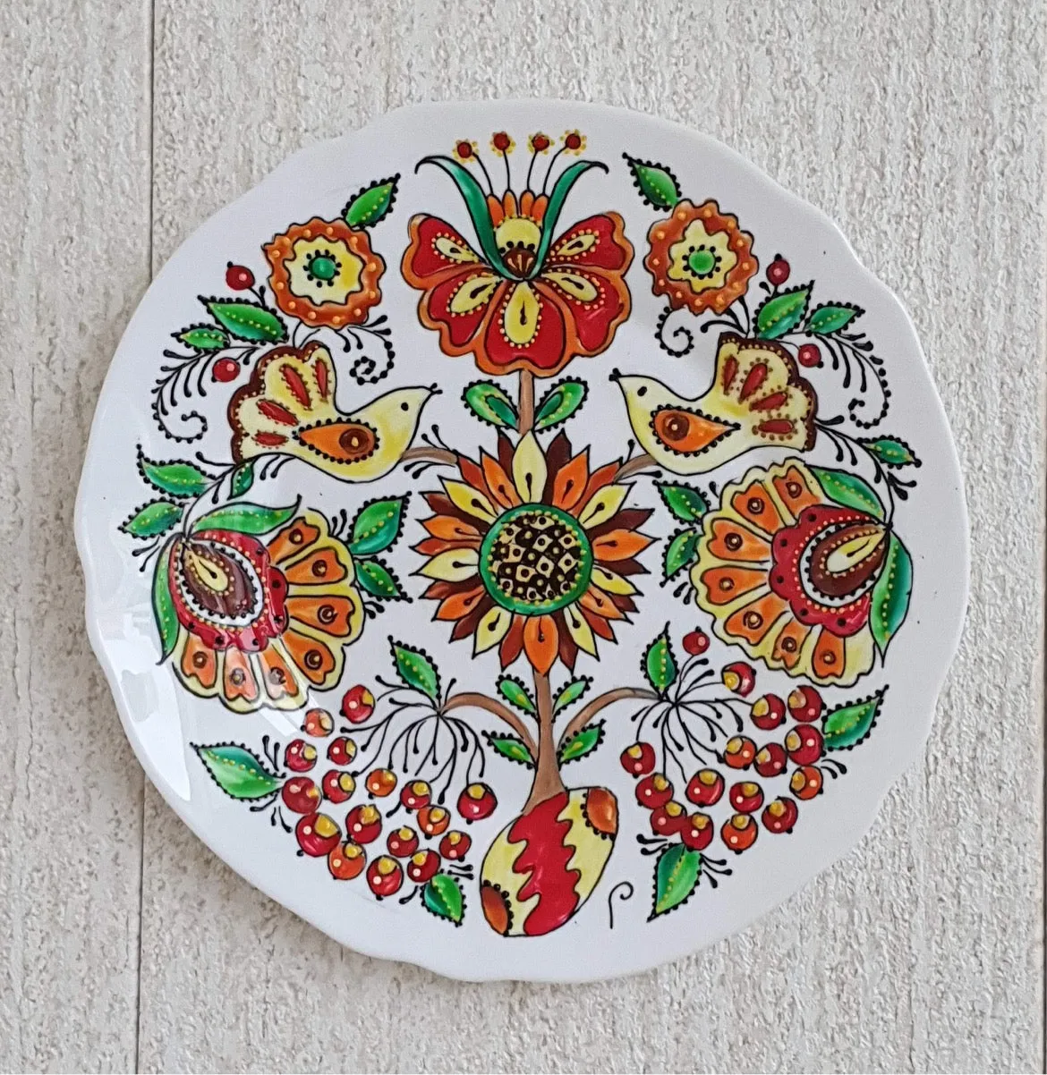 Hand-Painted Porcelain Plate-Birdie