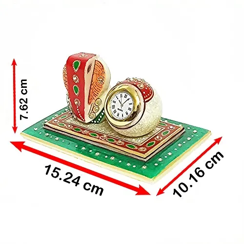 Handicraft Kingdom Table Clocks for Bedroom Designer Analog Modern Quartz Movement for Office & Home Décor with Ganesh | Gift Item for Living Room| Approx Size (4 x 6 Inch) & Wt (850 Gm) Pack of 1