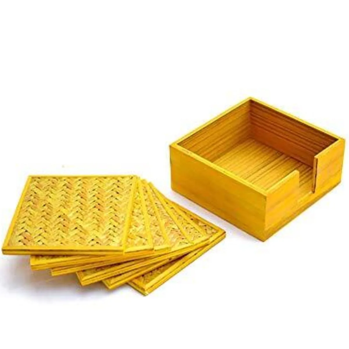 Handmade Bamboo Coasters - Yellow