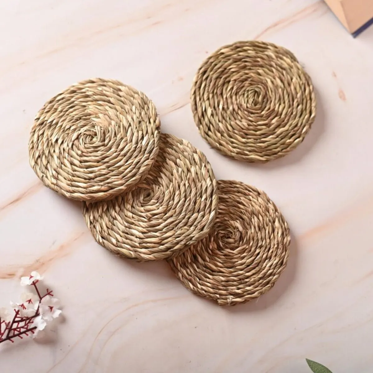 Handmade Sabai Grass Coasters - Natural