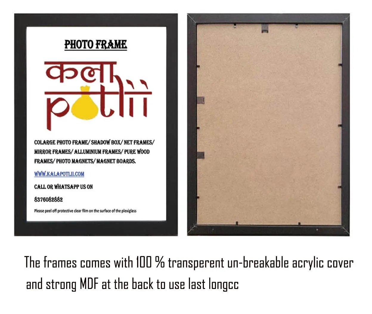 KALA POTLII Photo Frame Collage Set of 6 Frames For Home & Office Wall Haning Frame Set | Photo Frames With Real Glass, Composite Wood Picture Frames For Tabletop & Wall Mounting Display (6pcs 5x7in)