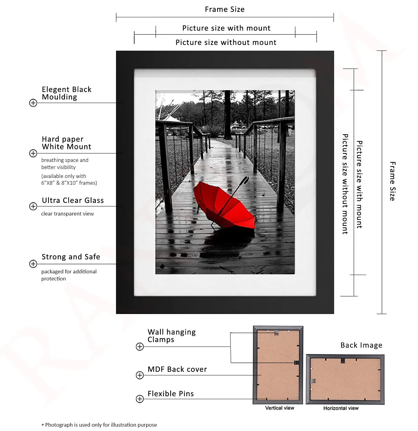 KALA POTLII Photo Frame Collage Set of 6 Frames For Home & Office Wall Haning Frame Set | Photo Frames With Real Glass, Composite Wood Picture Frames For Tabletop & Wall Mounting Display (6pcs 5x7in)