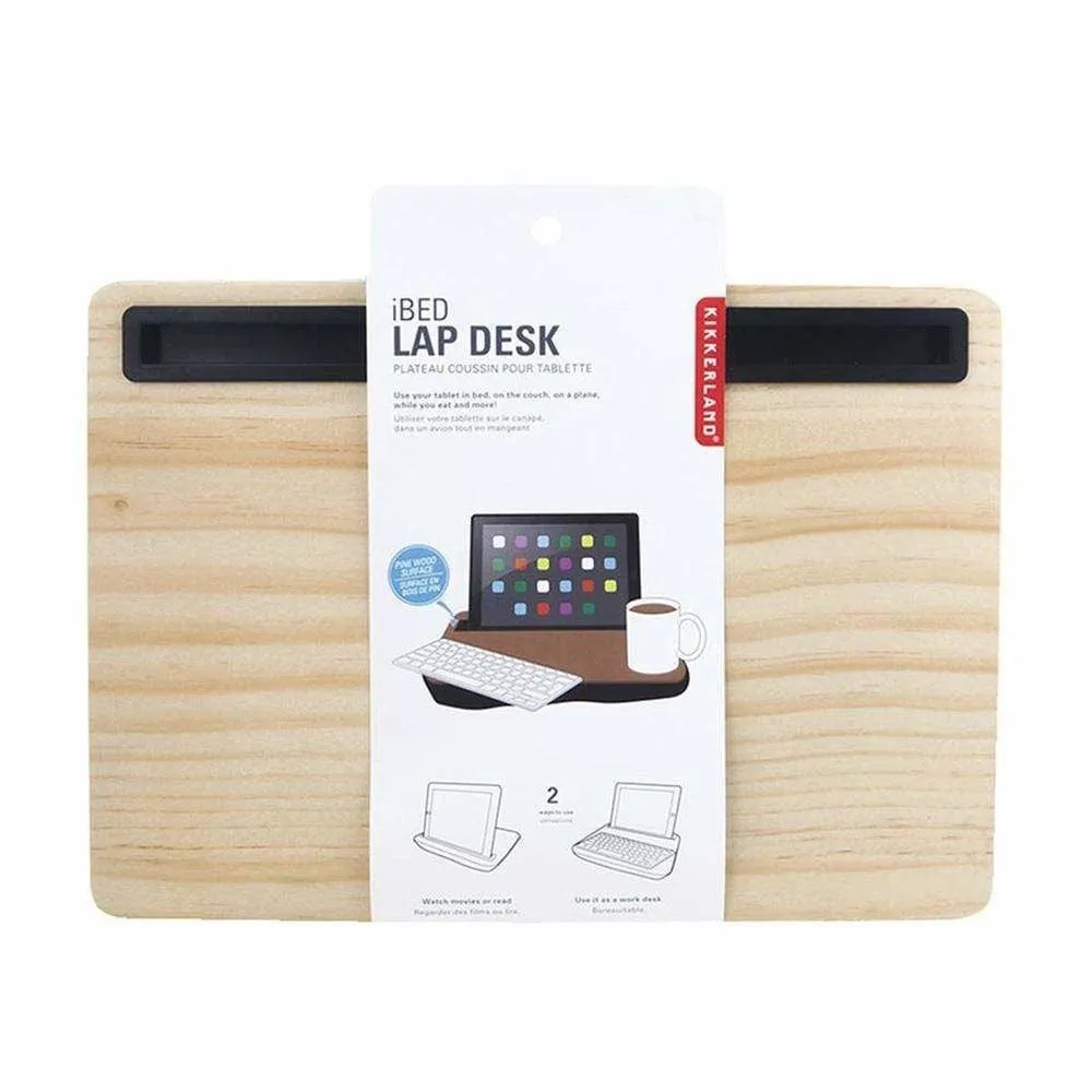 KIKKERLAND iBed Lap Desk and Tablet or NoteBook Holder - Large - Wood