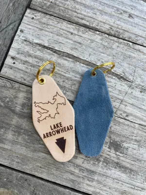 LAKE ARROWHEAD OUTLINE Leather & Velvet Keychain
