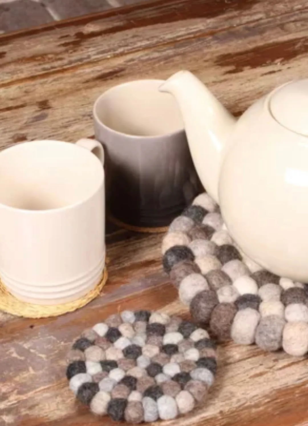Natural Wool Coaster - Set of 4
