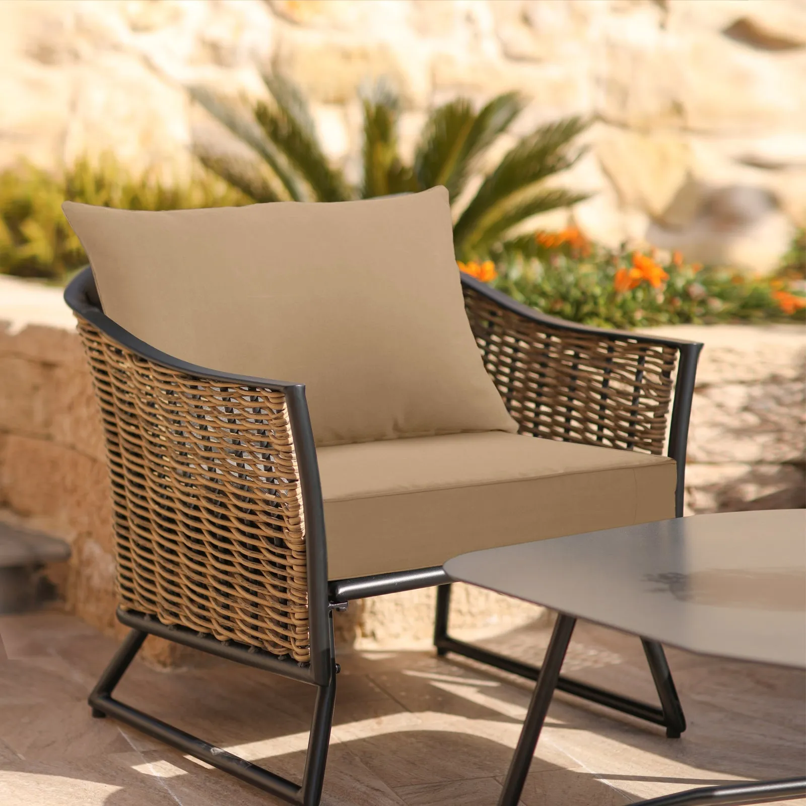 Outdoor Deep Seat Patio Seat Cushion Set, 25x25x5 inch, 2-Piece Back Chair Cushion