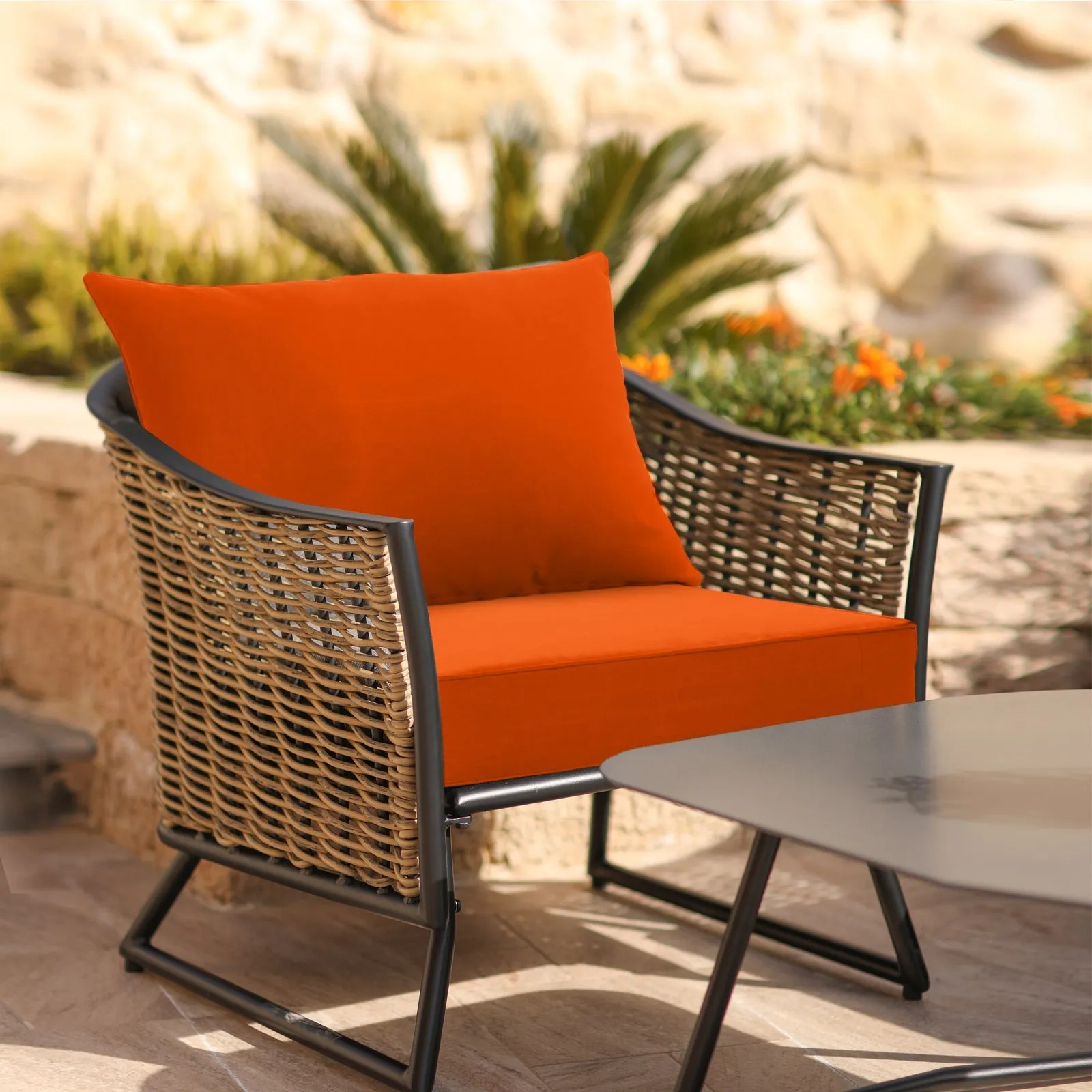 Outdoor Deep Seat Patio Seat Cushion Set, 25x25x5 inch, 2-Piece Back Chair Cushion