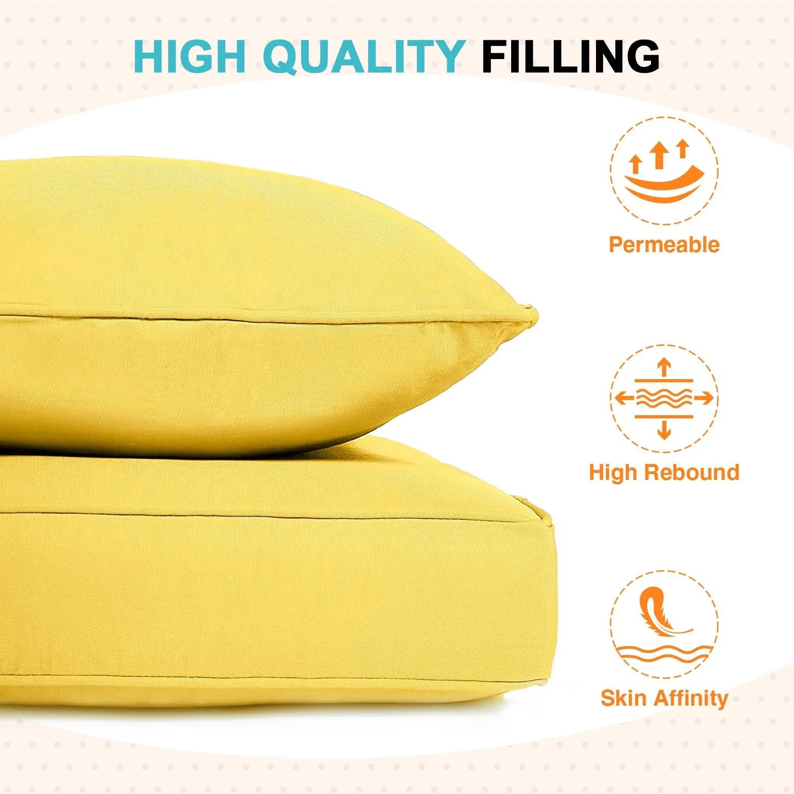 Outdoor Deep Seat Patio Seat Cushion Set, 25x25x5 inch, 2-Piece Back Chair Cushion