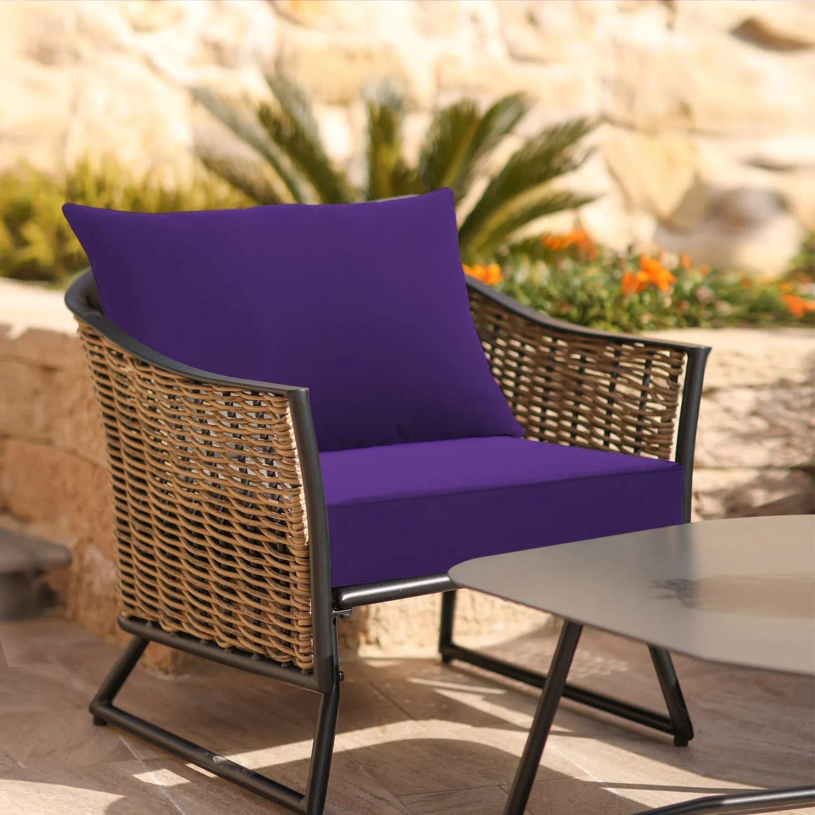 Outdoor Deep Seat Patio Seat Cushion Set, 25x25x5 inch, 2-Piece Back Chair Cushion