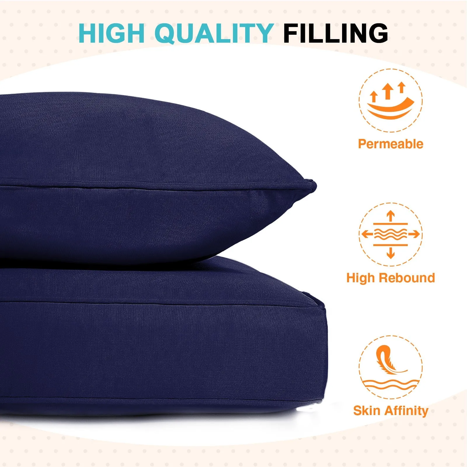Outdoor Deep Seat Patio Seat Cushion Set, 25x25x5 inch, 2-Piece Back Chair Cushion