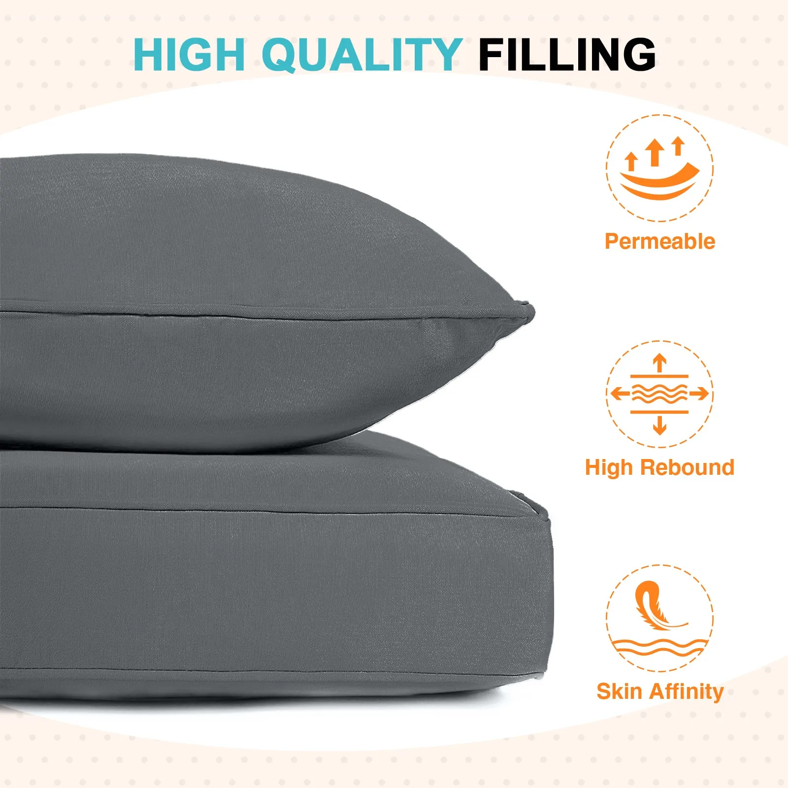 Outdoor Deep Seat Patio Seat Cushion Set, 25x25x5 inch, 2-Piece Back Chair Cushion