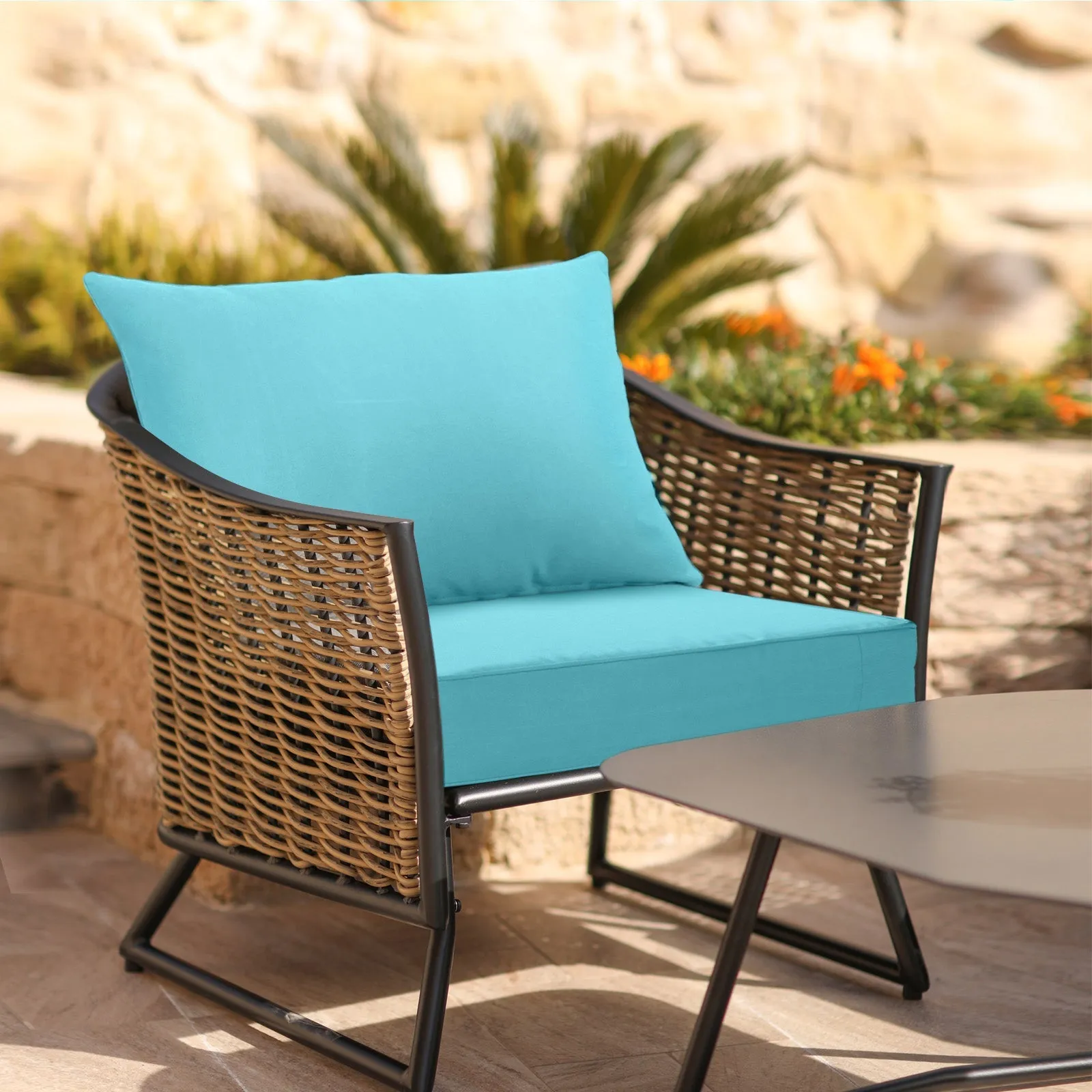 Outdoor Deep Seat Patio Seat Cushion Set, 25x25x5 inch, 2-Piece Back Chair Cushion