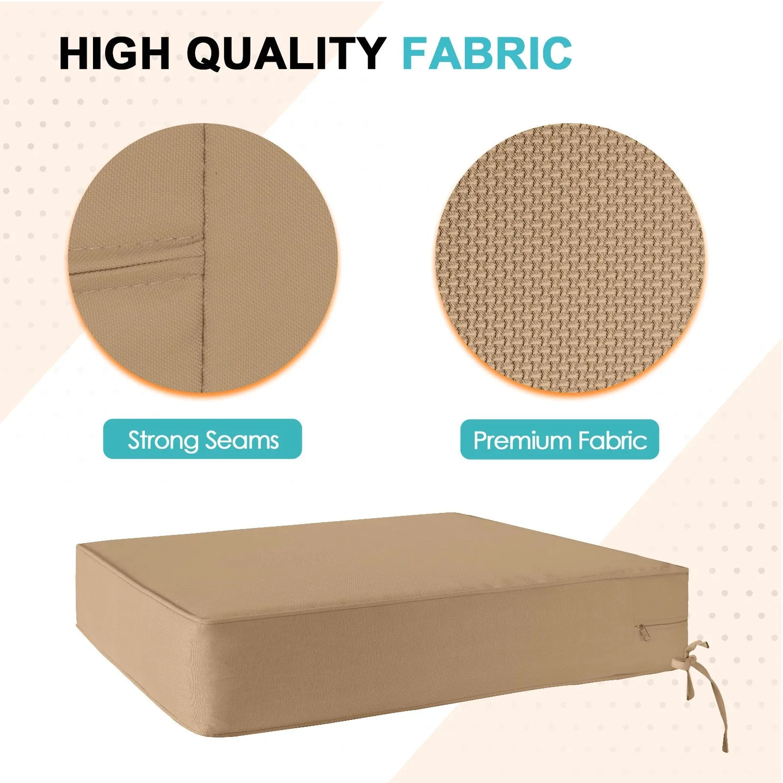 Outdoor Deep Seat Patio Seat Cushion Set, 25x25x5 inch, 2-Piece Back Chair Cushion