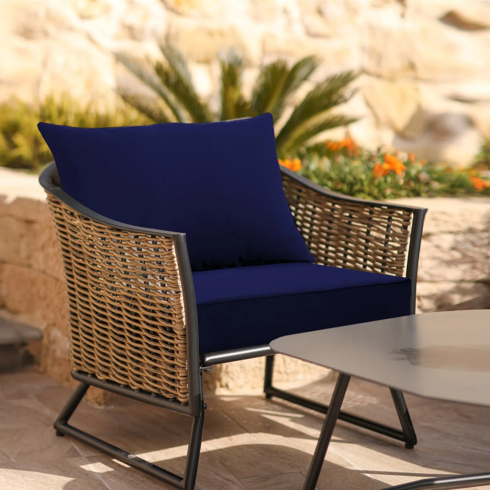 Outdoor Deep Seat Patio Seat Cushion Set, 25x25x5 inch, 2-Piece Back Chair Cushion