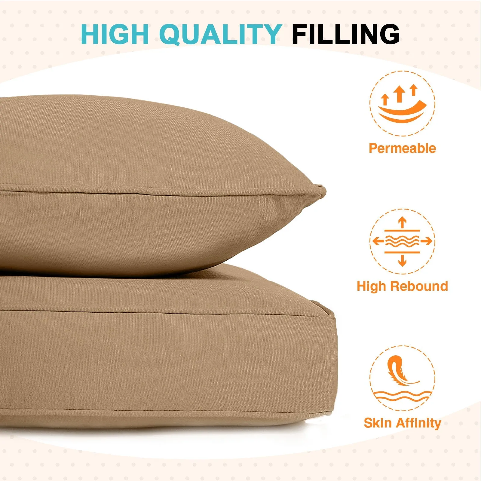 Outdoor Deep Seat Patio Seat Cushion Set, 25x25x5 inch, 2-Piece Back Chair Cushion