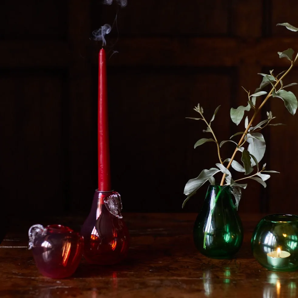Pear Bud Vase with Stem - Red