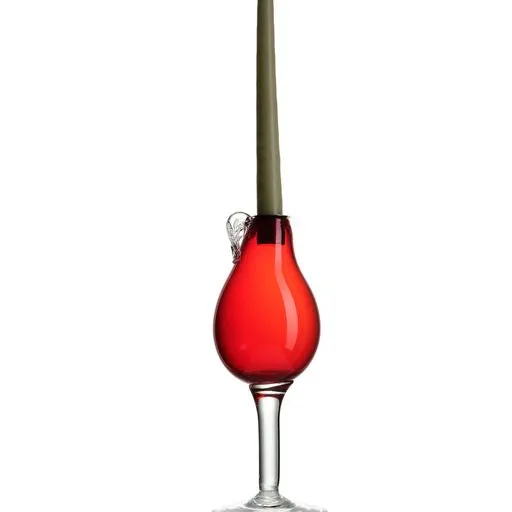 Pear Bud Vase with Stem - Red
