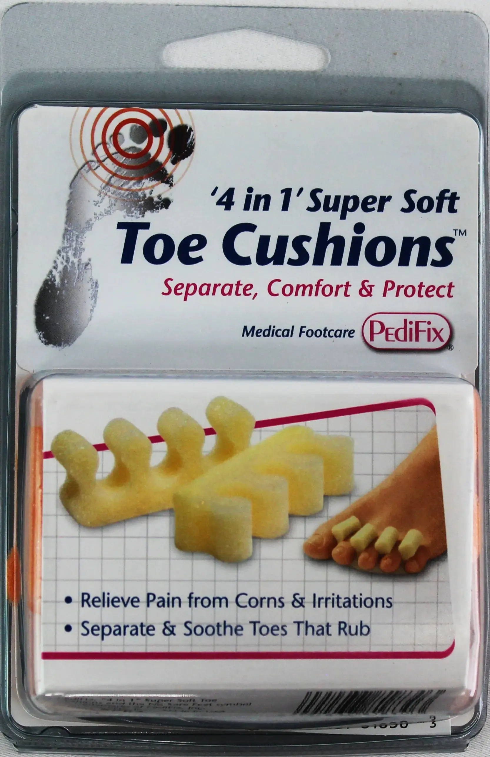PediFix 4-in-1 Toe Cushions  Soft Support for Corns, Toes & Pedicures