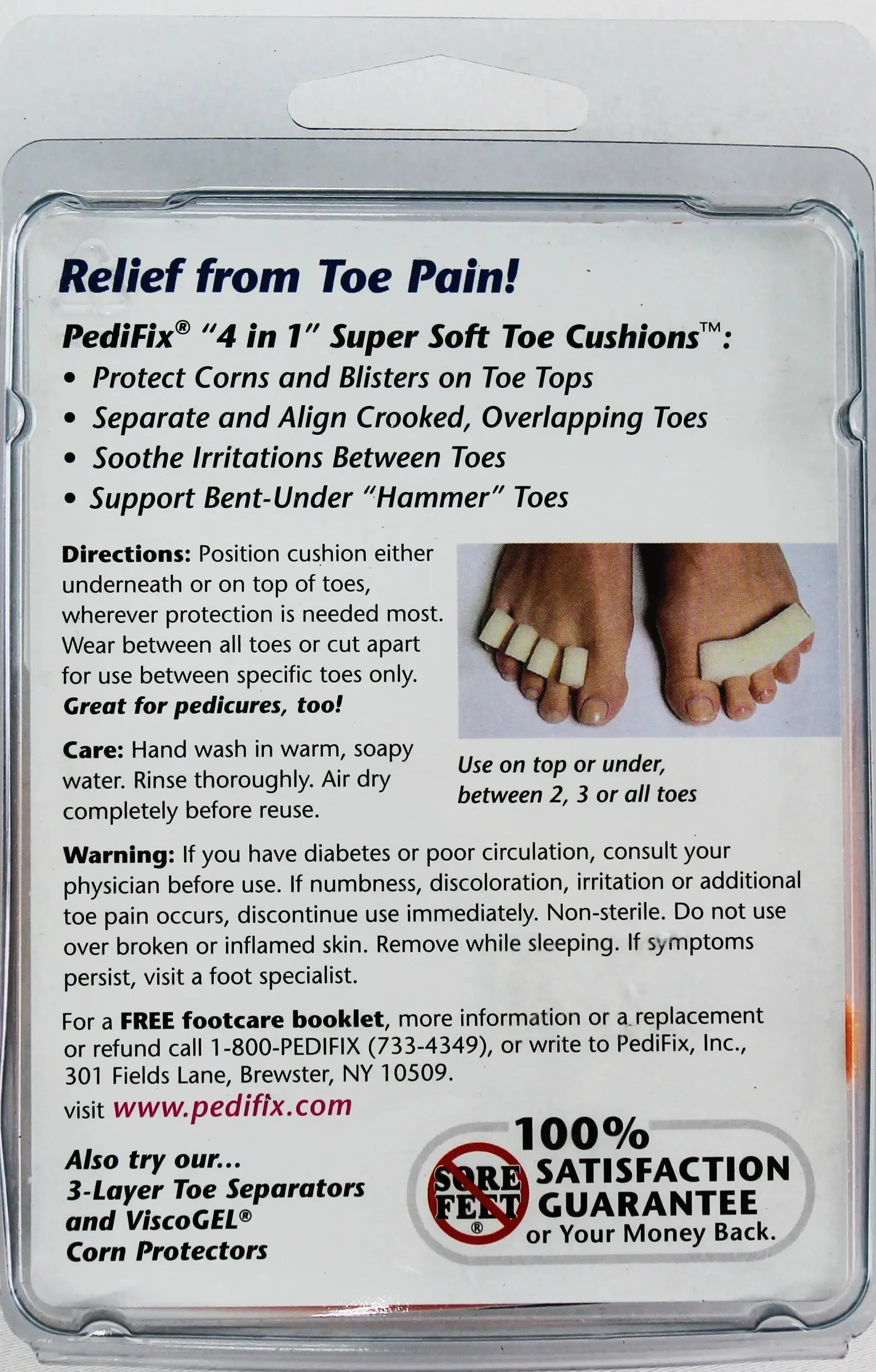 PediFix 4-in-1 Toe Cushions  Soft Support for Corns, Toes & Pedicures