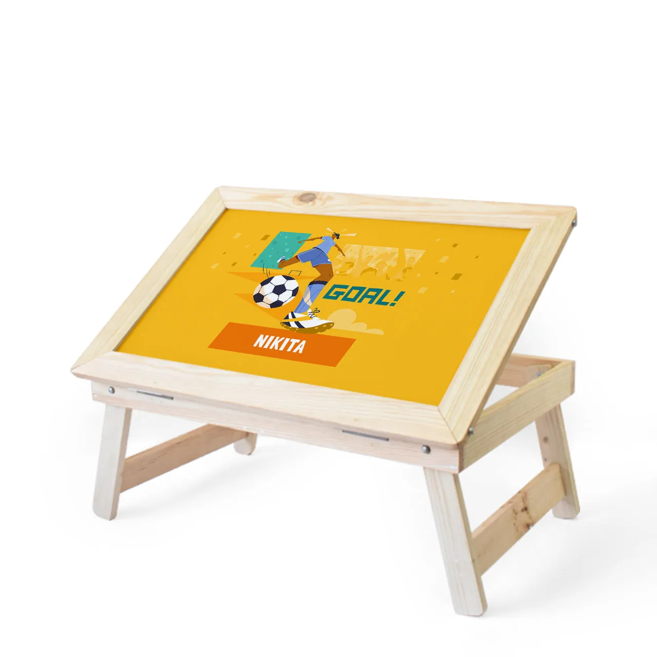 Personalised Foldable Desk - Football Goals, Girl