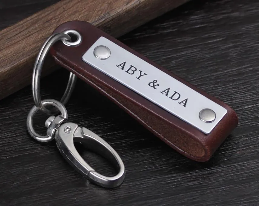 Personalized Initial Name Leather Keychian/Keyring