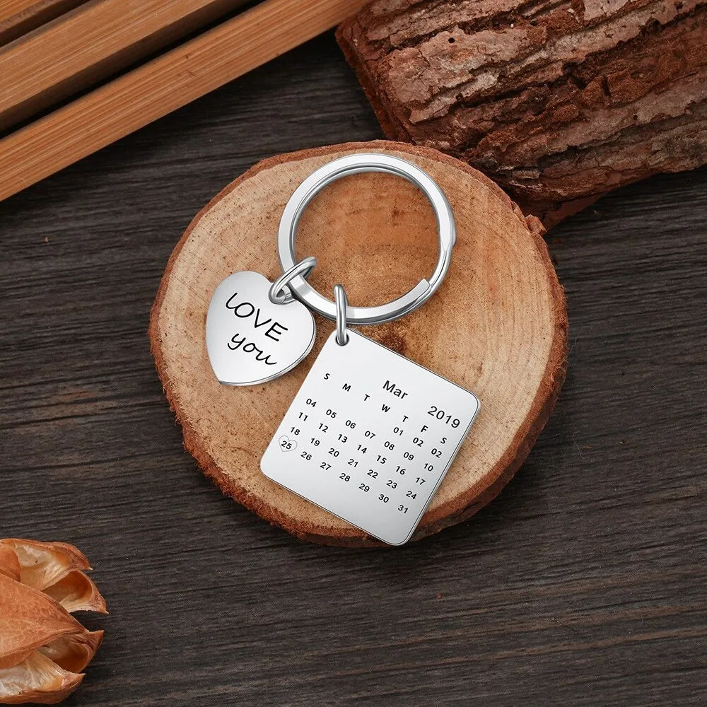 Personalized Round & Cordate Date Keychains