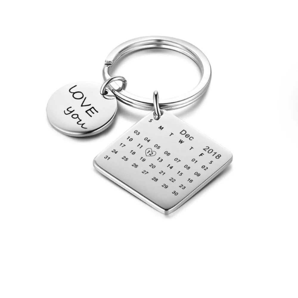 Personalized Round & Cordate Date Keychains