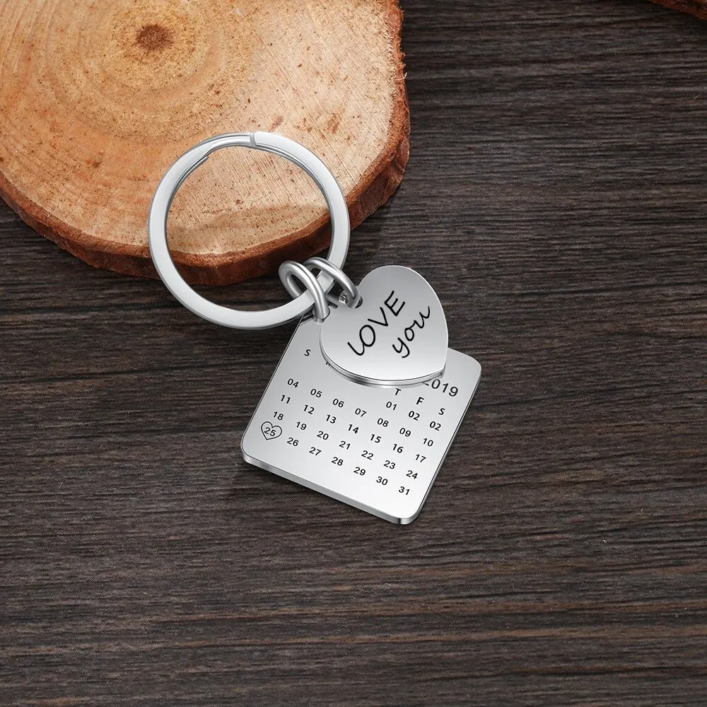 Personalized Round & Cordate Date Keychains