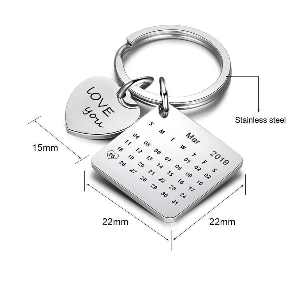Personalized Round & Cordate Date Keychains