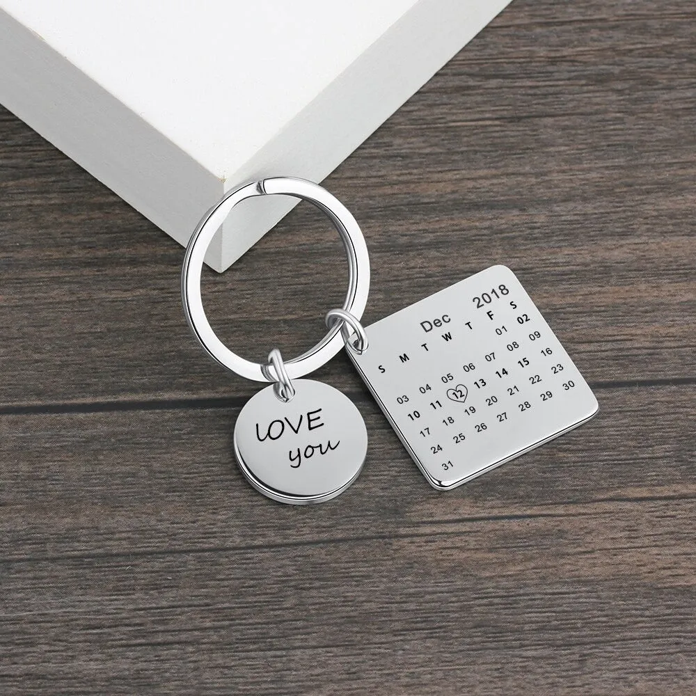Personalized Round & Cordate Date Keychains