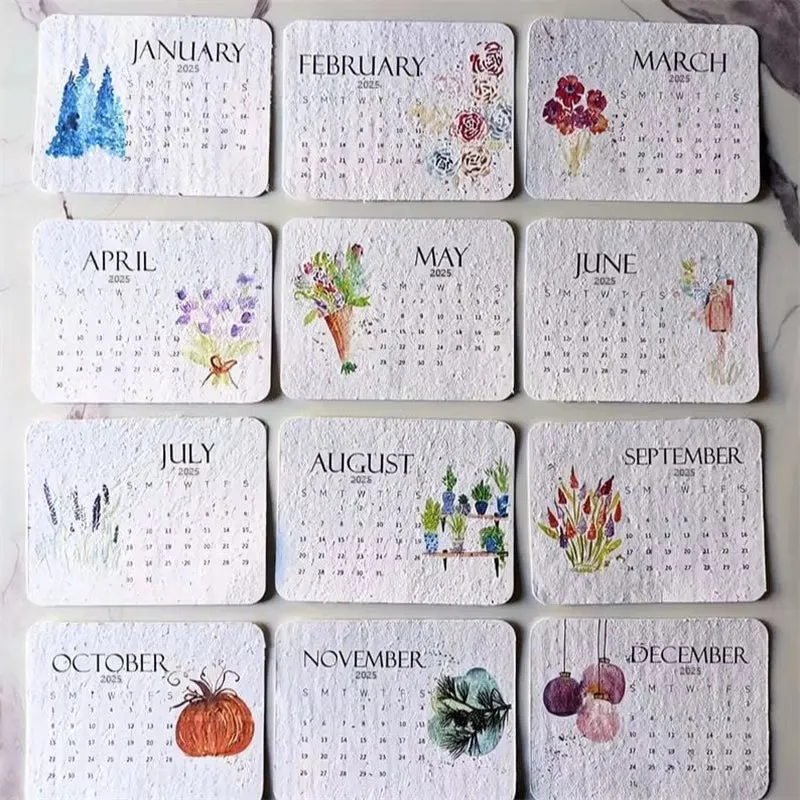 Plantable Seed Calendar 2025, from January 2025 to December 2025, Perfect Modern Greenery Calendar Planner