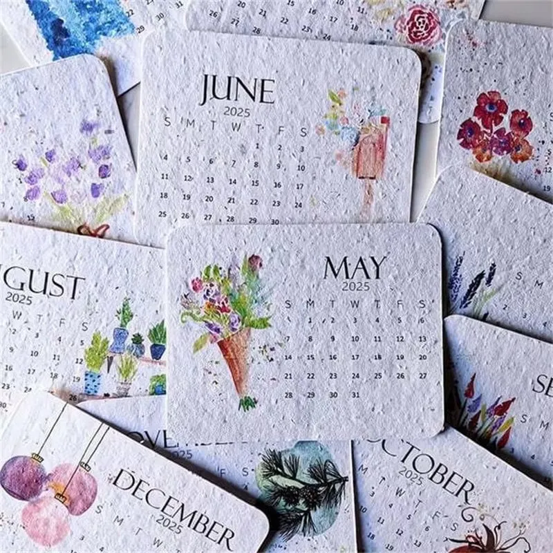 Plantable Seed Calendar 2025, from January 2025 to December 2025, Perfect Modern Greenery Calendar Planner